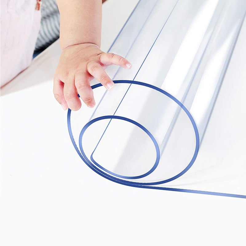 Wadrac 1.5mm Thick 24 x 48 Clear Vinyl Blotter Mat Table Protector Plastic Tablecloth Liner Cover Wipeable Easy Clean Heat Resistant Protective Pad PVC Furniture Writing Desk Dining Coffee Kitchen Tabletop - Image 1